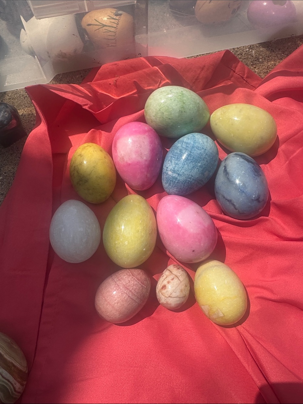 Colored Decorative Stone Eggs - Assorted Pastel Home Accent